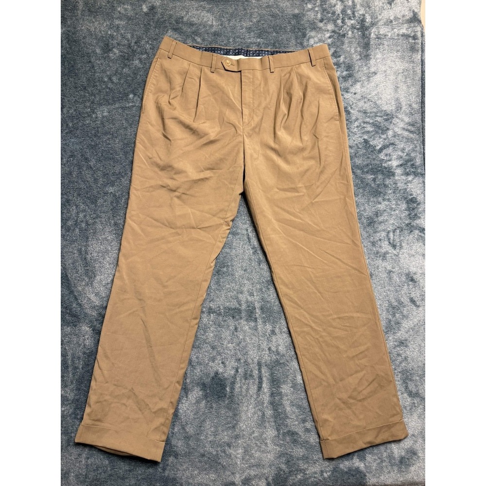 Lauren Ralph Lauren Mens 38x32 Tan Pleated High Performance Wool Dress Pants
